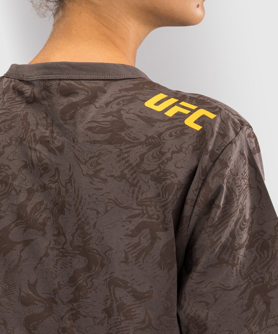 ufc fusion av venum fight week kortermet t-skjorte i bomull for kvinner – jordbrun