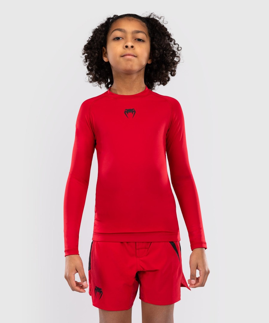 venum contender kids rashguards langermet - kirsebærrød