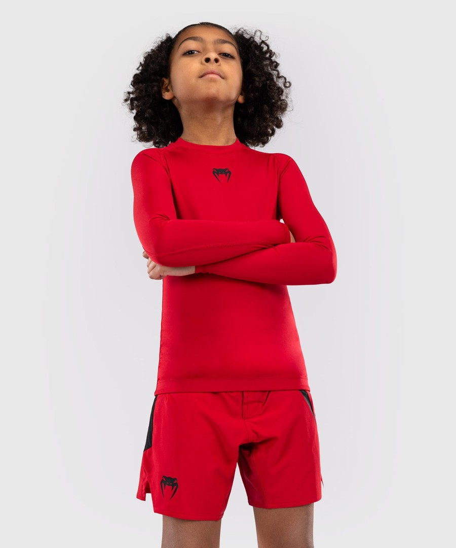 venum contender kids rashguards langermet - kirsebærrød