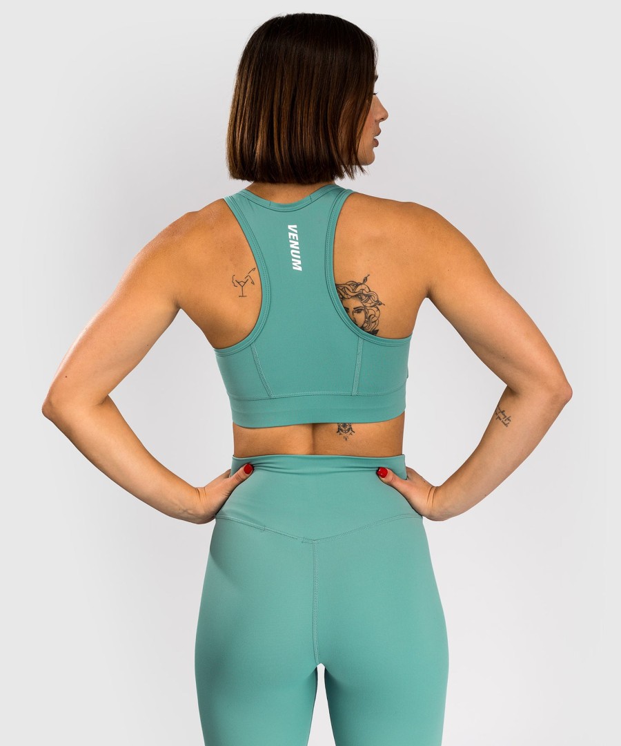 venum essential women medium impact sports-bh – aquagrønn