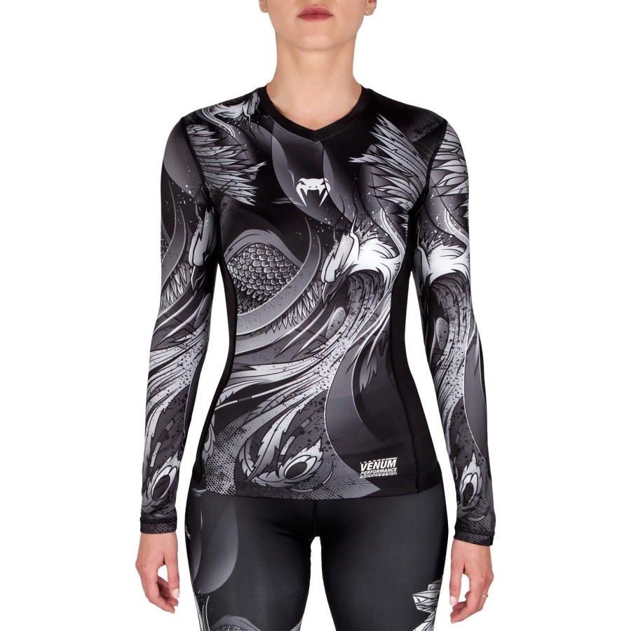 venum phoenix rashguard – lange ermer – svarthvit – for dame