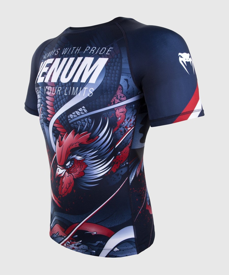venum rooster rashguard - korte ermer - marineblåoransje