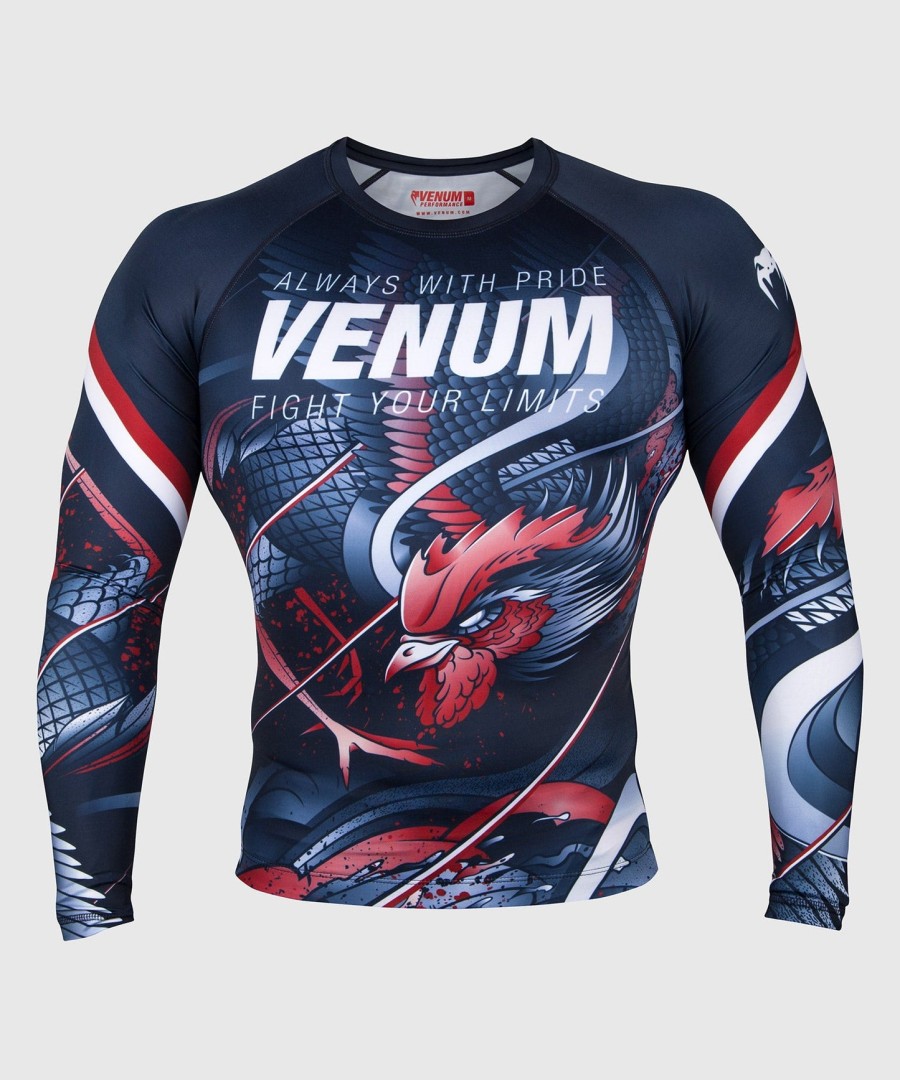 venum rooster rashguard - lange ermer - marineblåoransje