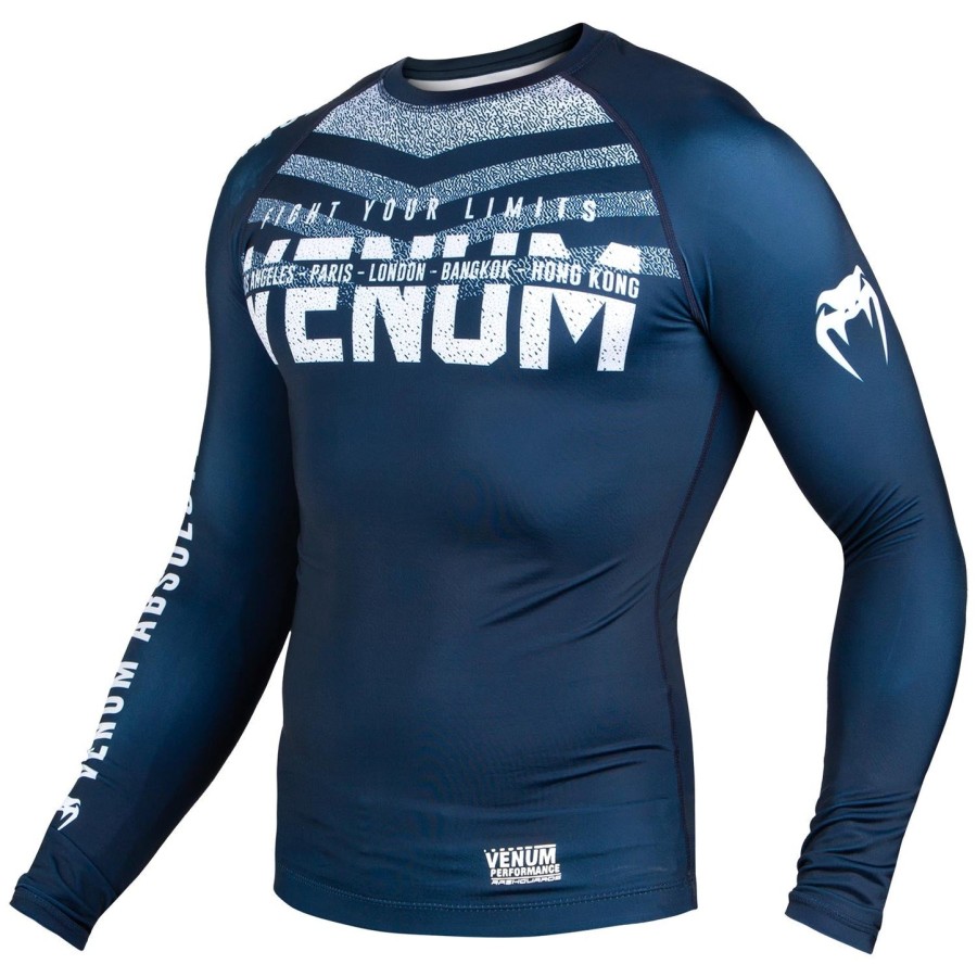 venum signature rashguard - lange ermer - marineblåhvit