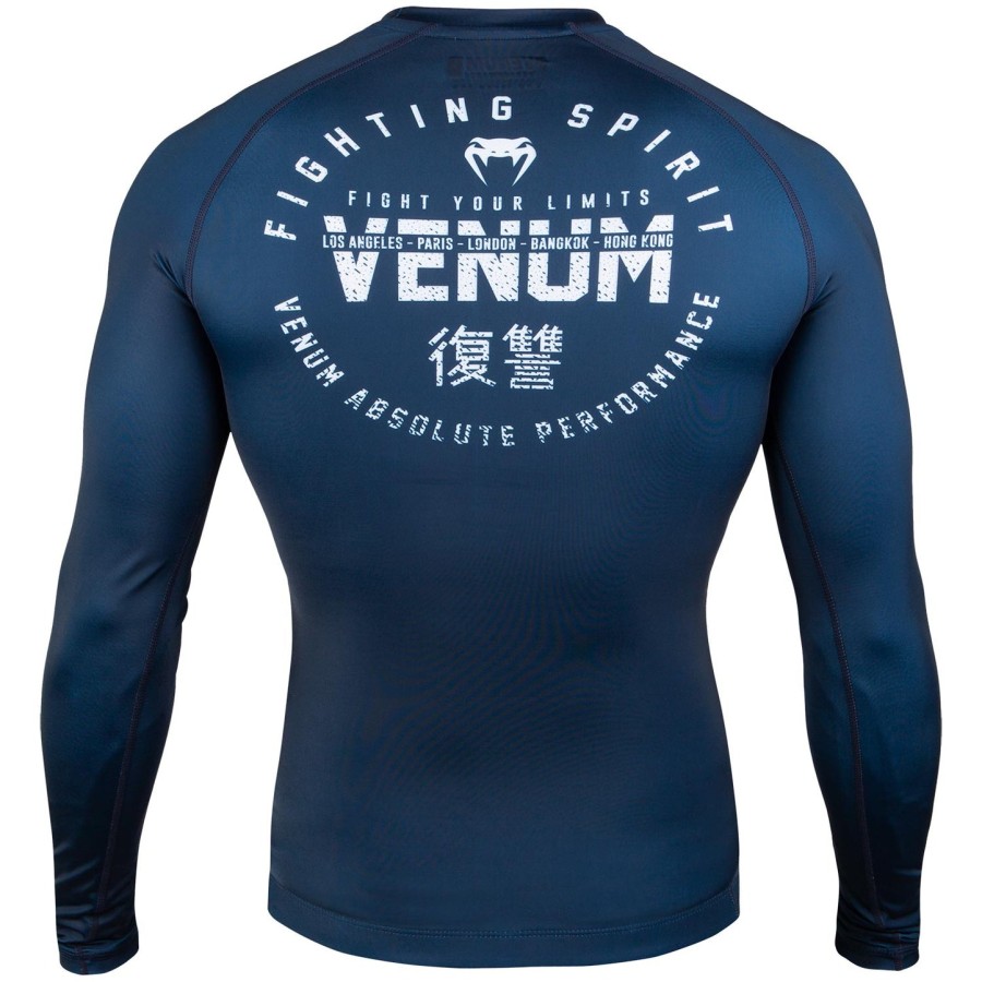 venum signature rashguard - lange ermer - marineblåhvit