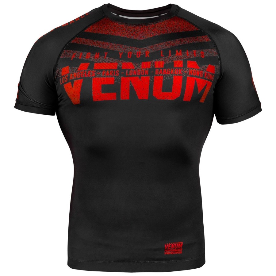 venum signature rashguard - korte ermer - svartrød