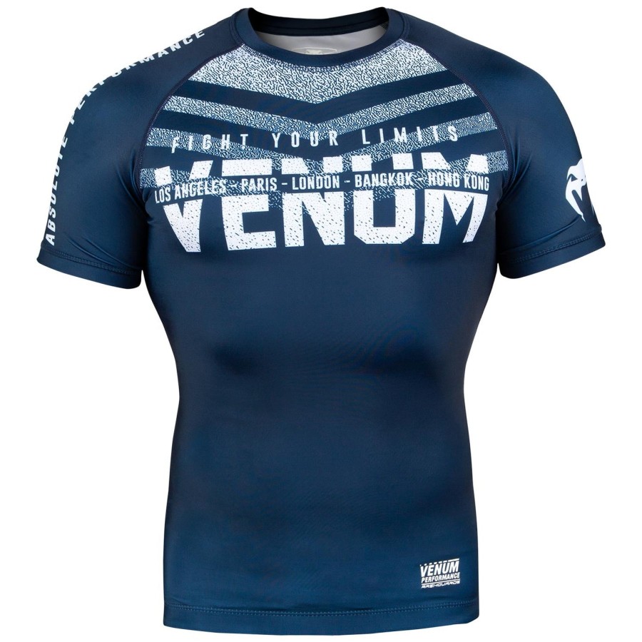 venum signature rashguard - korte ermer - marineblåhvit