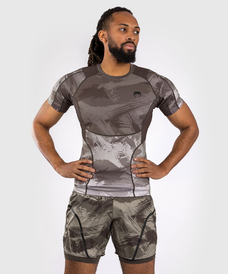 venum electron 3.0 kortermet rashguard - sand