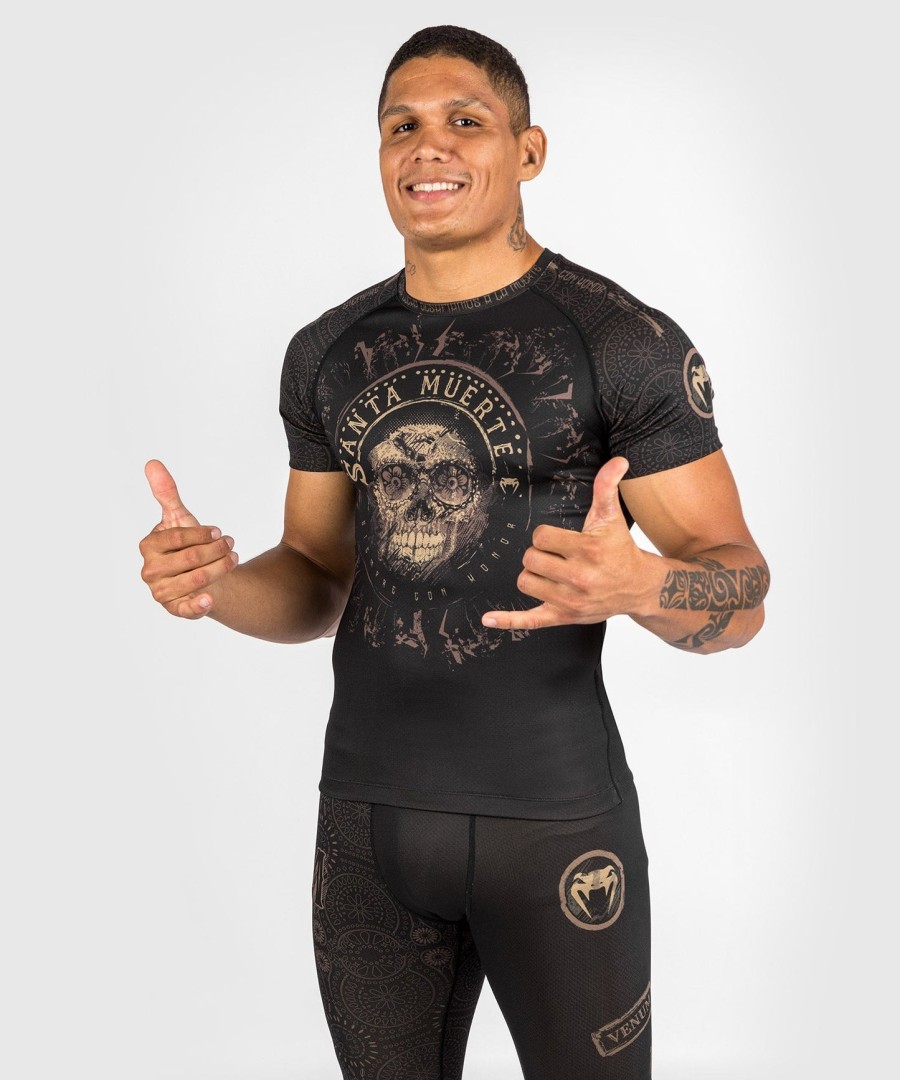 venum santa muerte dark side - rashguard kortermet - svartbrun