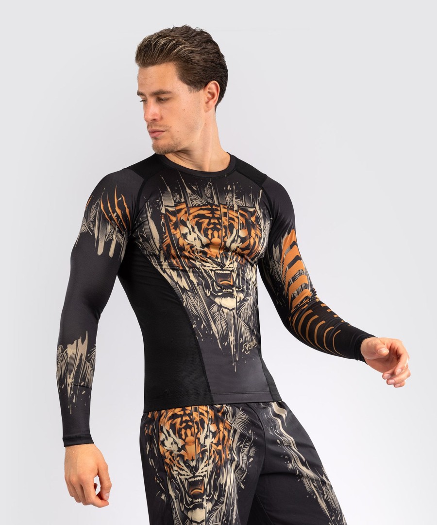 venum tiger herre langermet rashguard - svartneon oransje