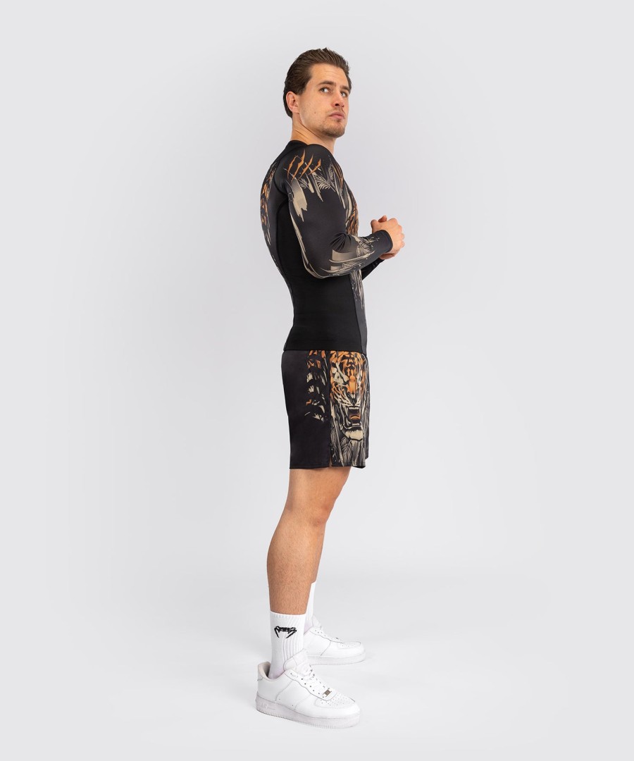 venum tiger herre langermet rashguard - svartneon oransje
