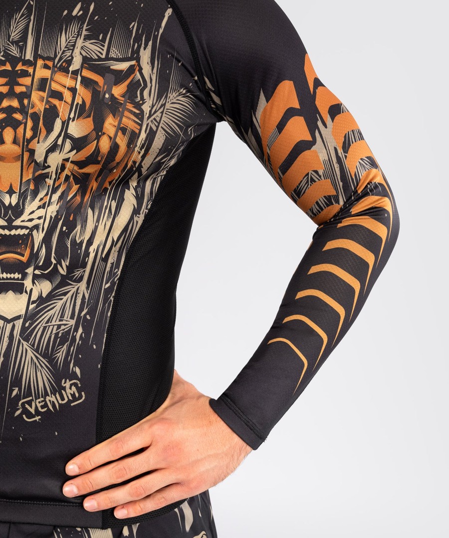 venum tiger herre langermet rashguard - svartneon oransje