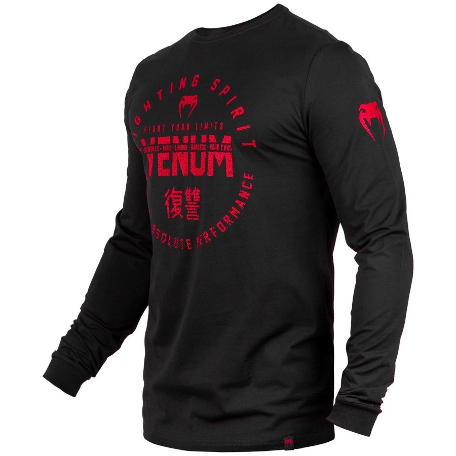 venum signature t-skjorte - lange ermer - svartrød