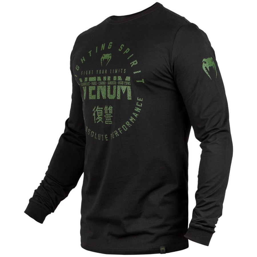 venum signature t-skjorte - lange ermer - svartkhaki - eksklusiv