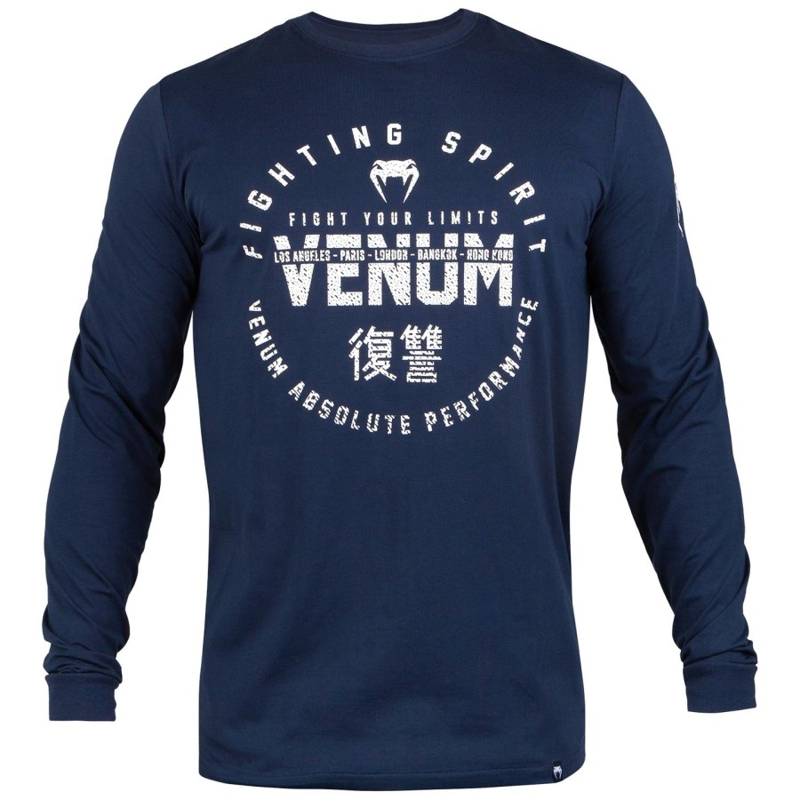 venum signature t-skjorte - lange ermer - marineblåhvit