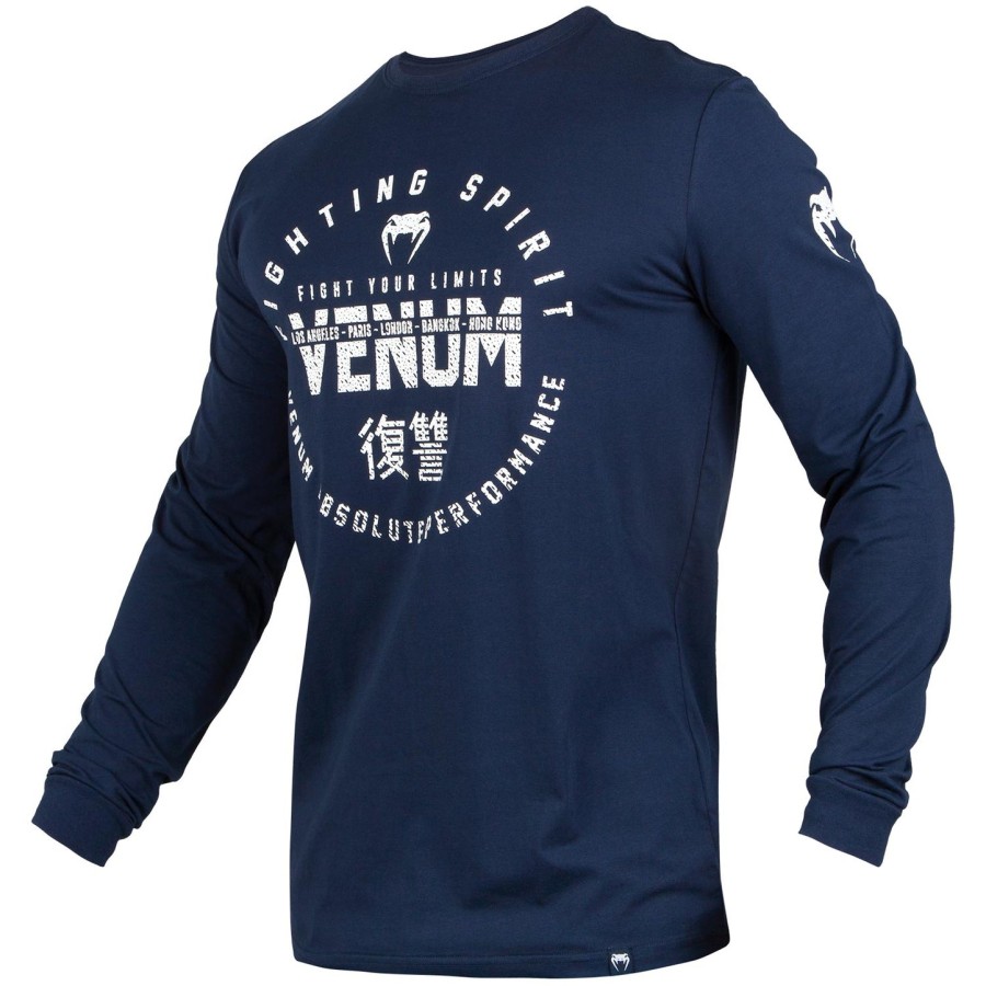 venum signature t-skjorte - lange ermer - marineblåhvit