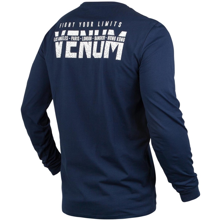 venum signature t-skjorte - lange ermer - marineblåhvit