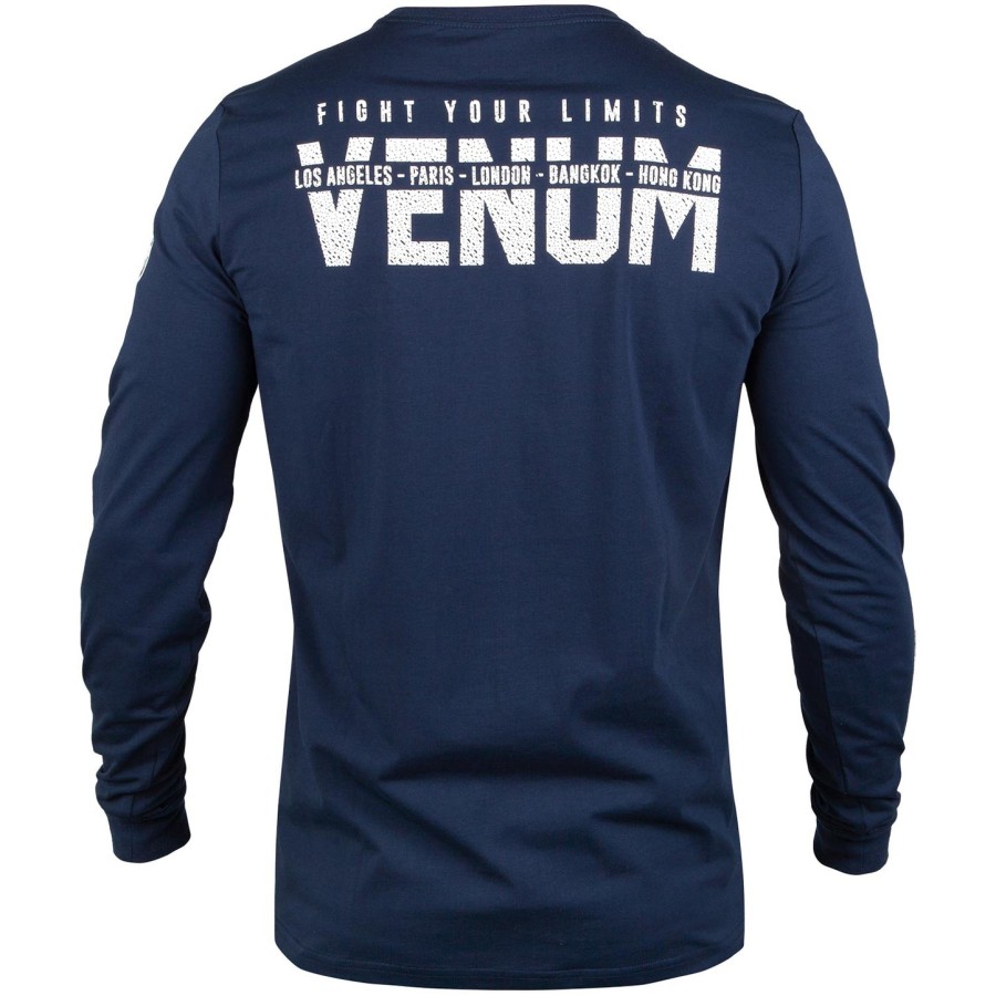 venum signature t-skjorte - lange ermer - marineblåhvit