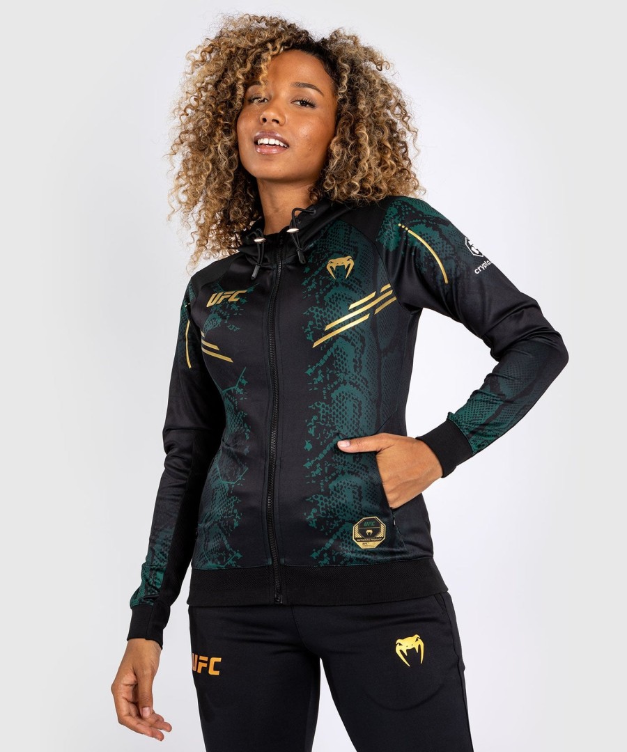 ufc adrenaline by venum authentic fight night women walkout hettegenser - emerald edition - grønnsvartgull