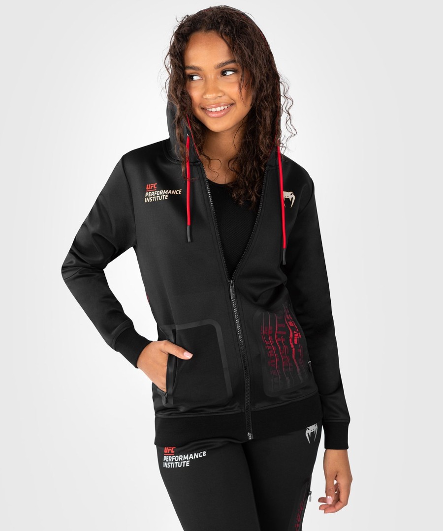 ufc venum performance institute 2.0 dame hettegenser med glidelås - svartrød