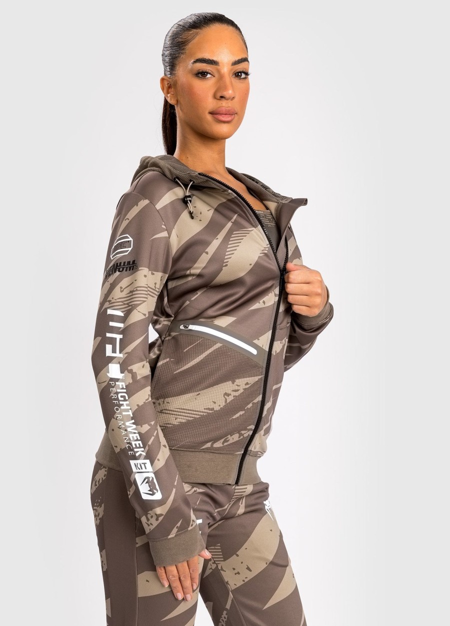 ufc adrenaline by venum fight week hettegenser med glidelås for kvinner – desert camo