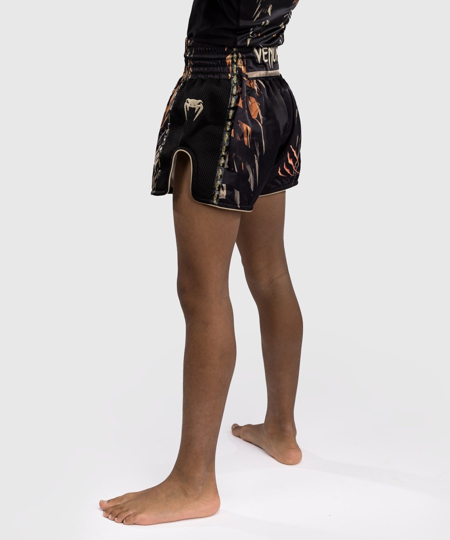 venum tiger muay thai shorts for barn - svartneon oransje