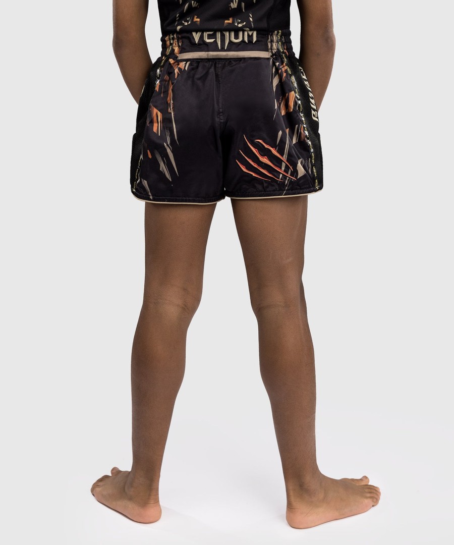 venum tiger muay thai shorts for barn - svartneon oransje