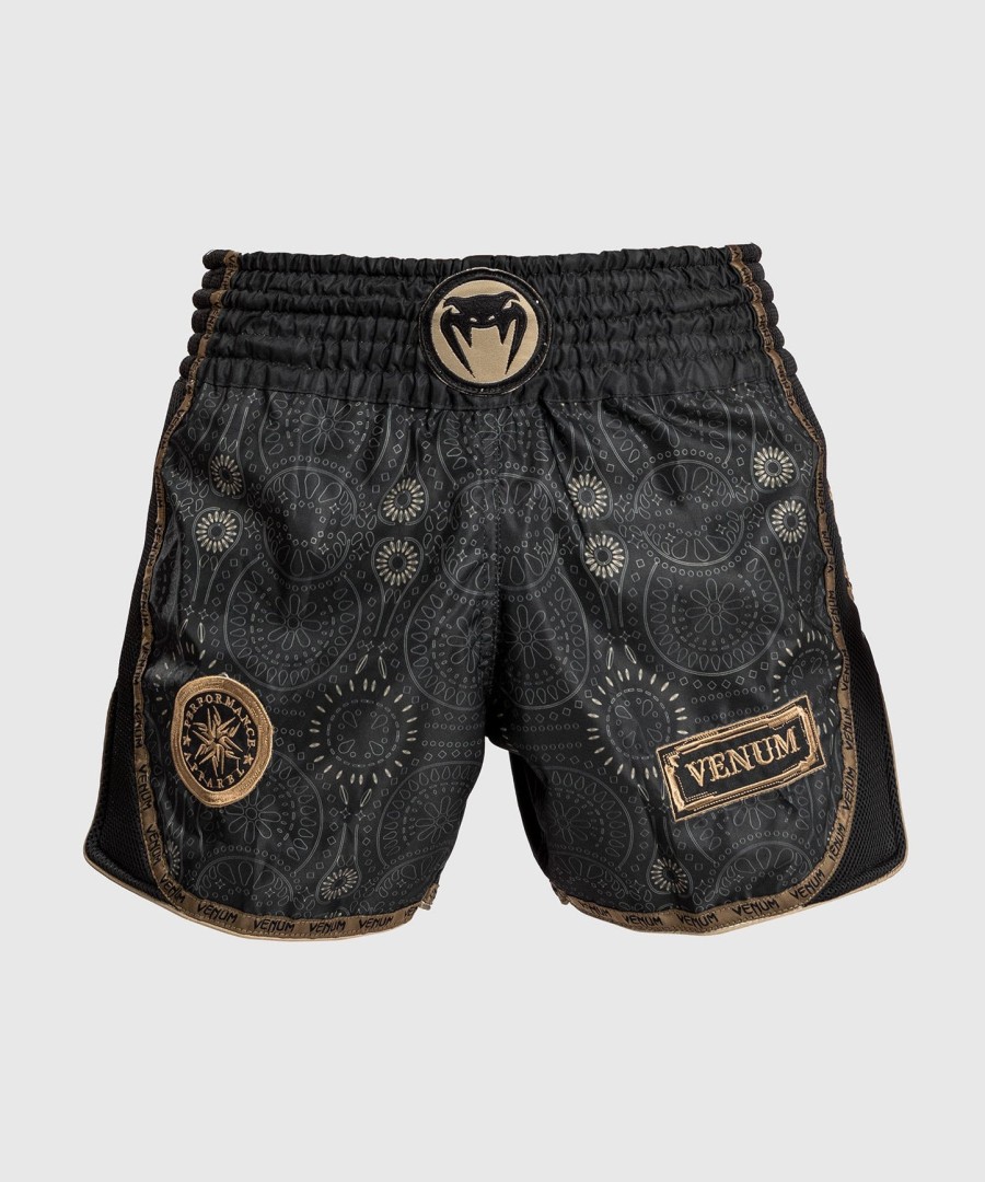 venum santa muerte dark side - muay thai shorts - svartbrun