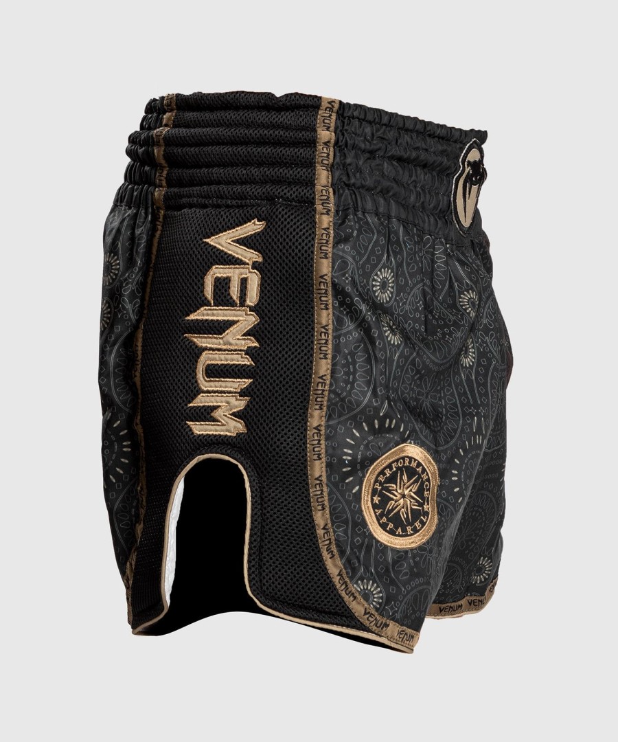 venum santa muerte dark side - muay thai shorts - svartbrun
