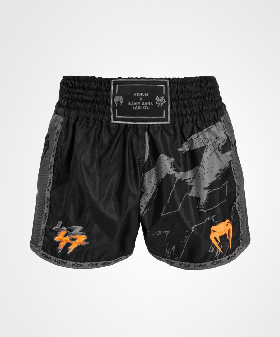 venum s47 muay thaï short - svartoransje