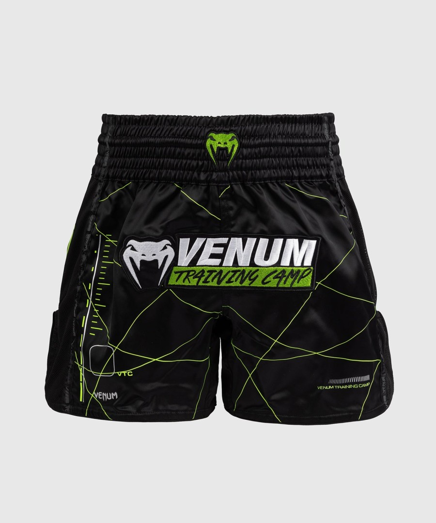 venum training camp 4.0 muay thai shorts - svartneongrønn